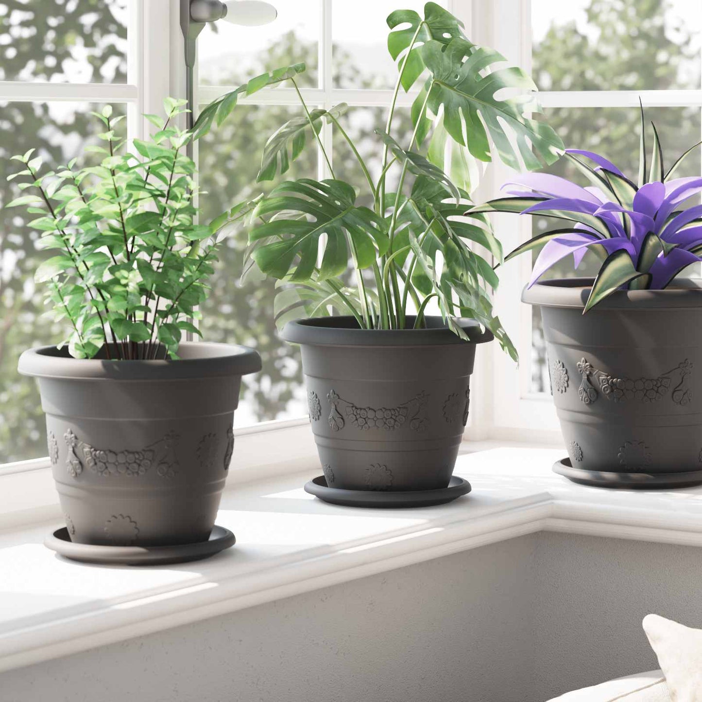 Plant Pots 6 pcs Black Ø 22 x 18 cm Plastic