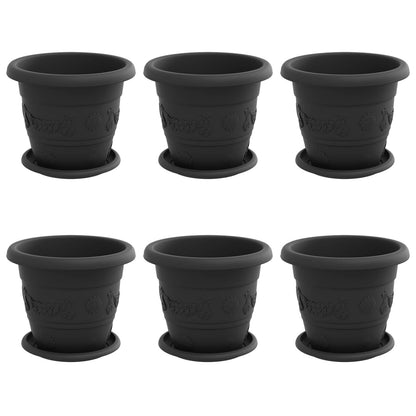 Plant Pots 6 pcs Black Ø 22 x 18 cm Plastic