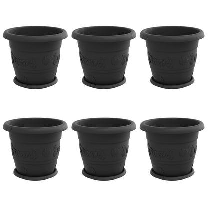 Plant Pots 6 pcs Black Ø 30 x 25 cm Plastic