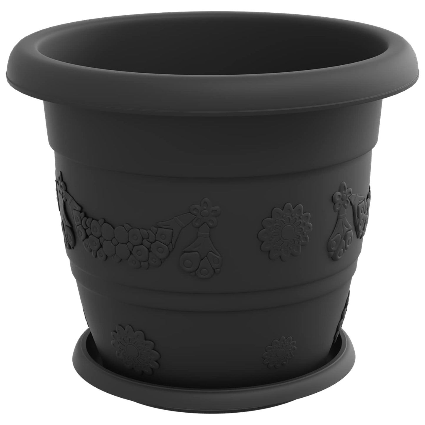 Plant Pots 6 pcs Black Ø 30 x 25 cm Plastic