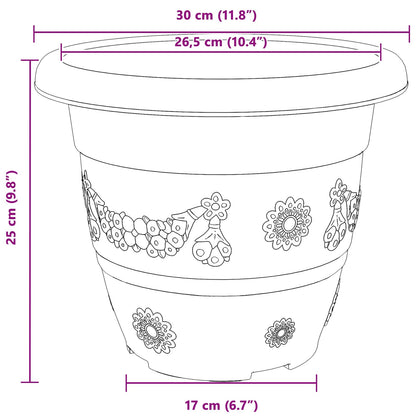 Plant Pots 6 pcs Black Ø 30 x 25 cm Plastic
