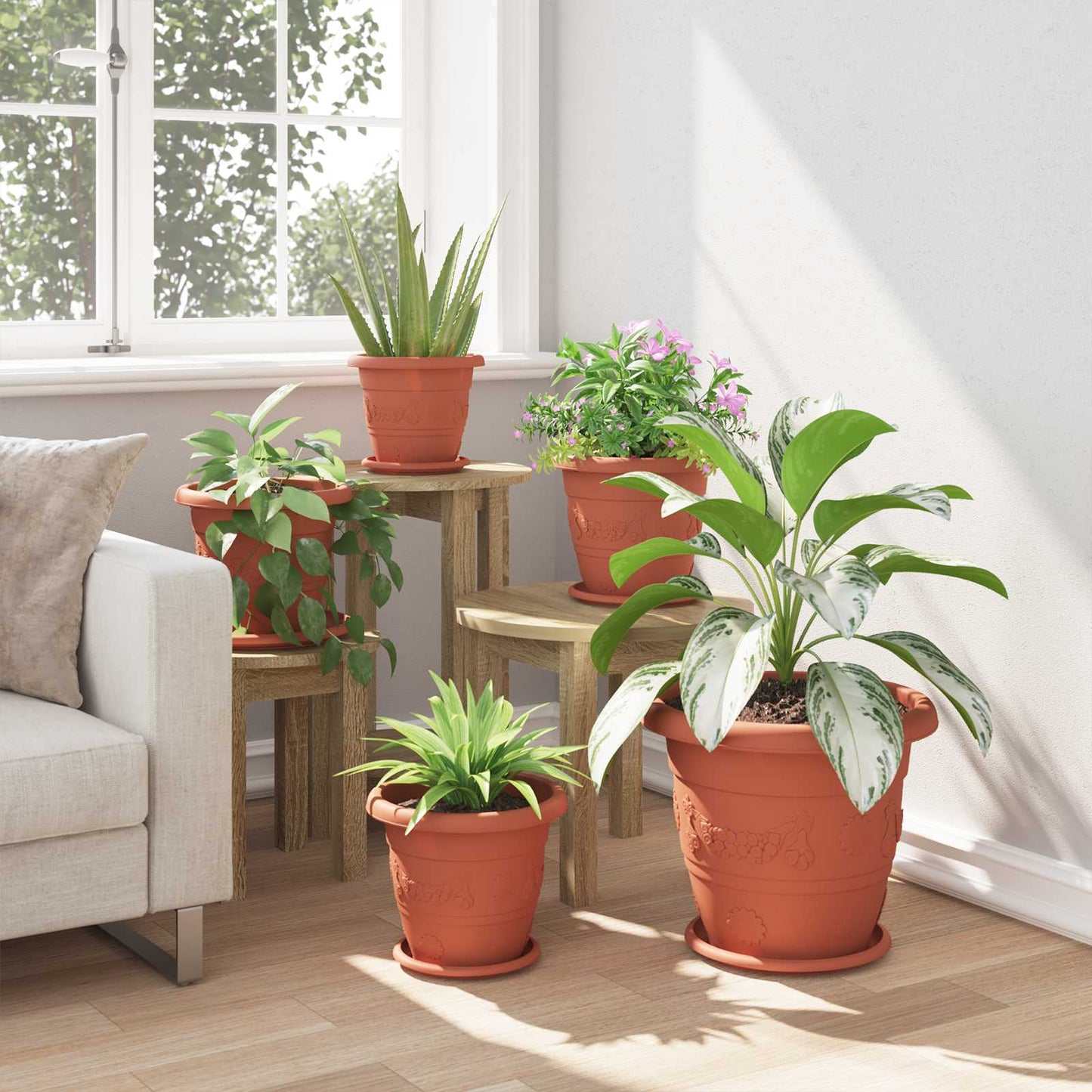 Plant Pots 24 pcs Brick Red Ø 26 x 21.5 cm Plastic