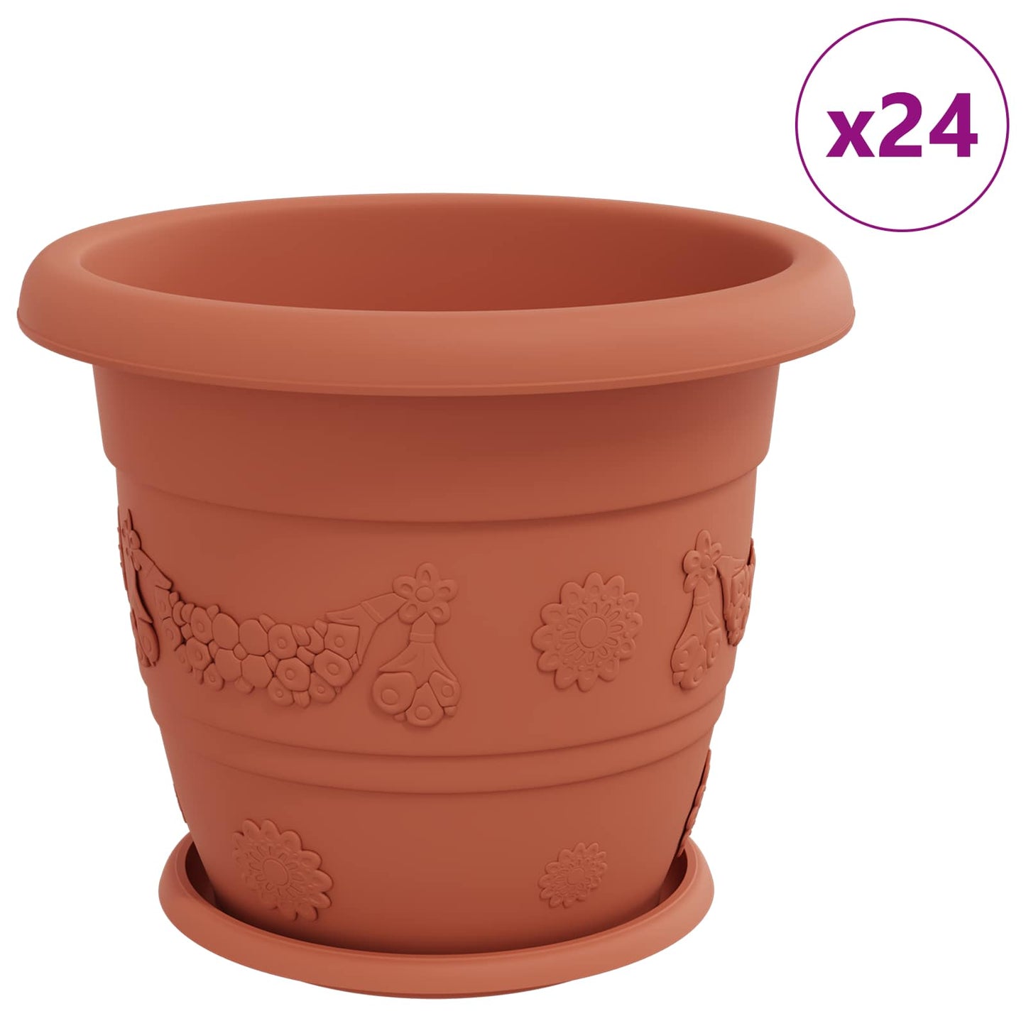 Plant Pots 24 pcs Brick Red Ø 34 x 28 cm Plastic