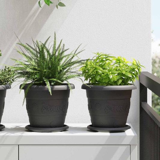 Plant Pots 24 pcs Black Ø 22 x 18 cm Plastic
