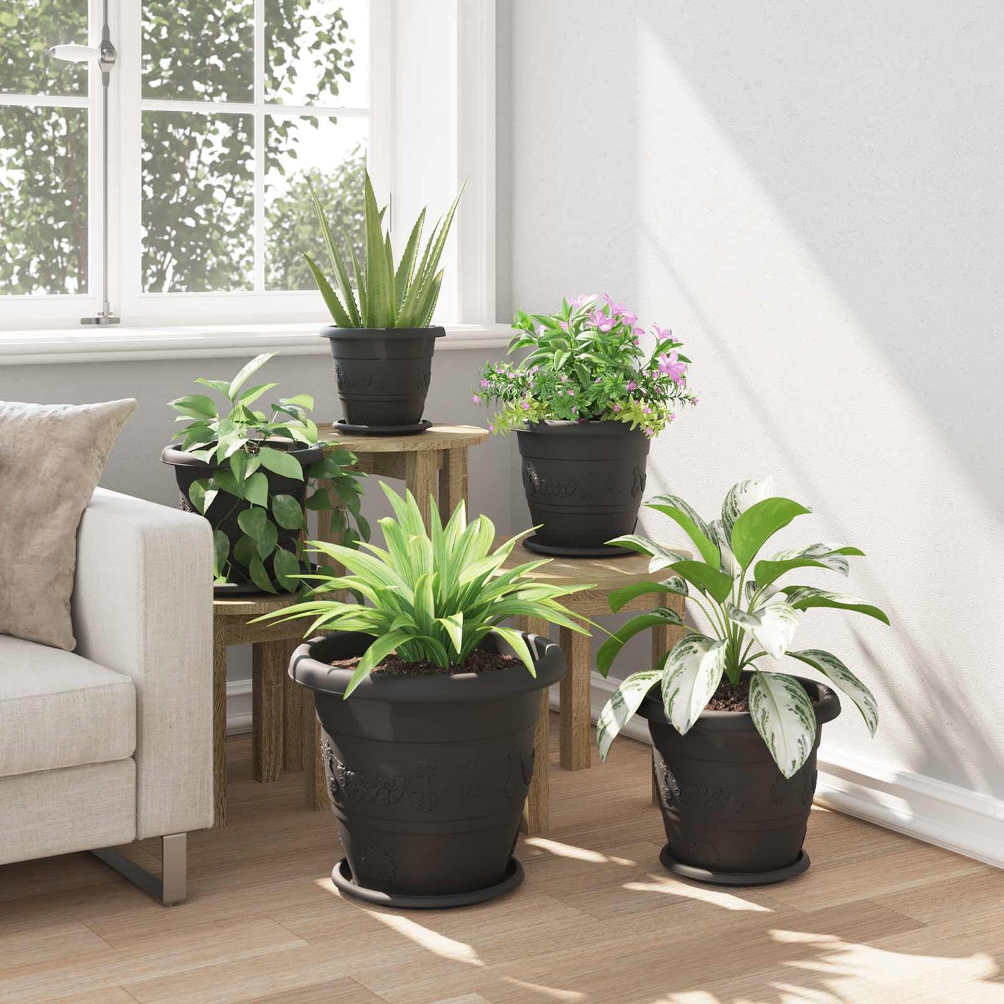 Plant Pots 24 pcs Black Ø 39 x 32 cm Plastic