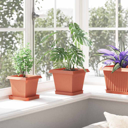 Plant Pots 6 pcs Brick Red 20 x 20 x 16 cm Plastic