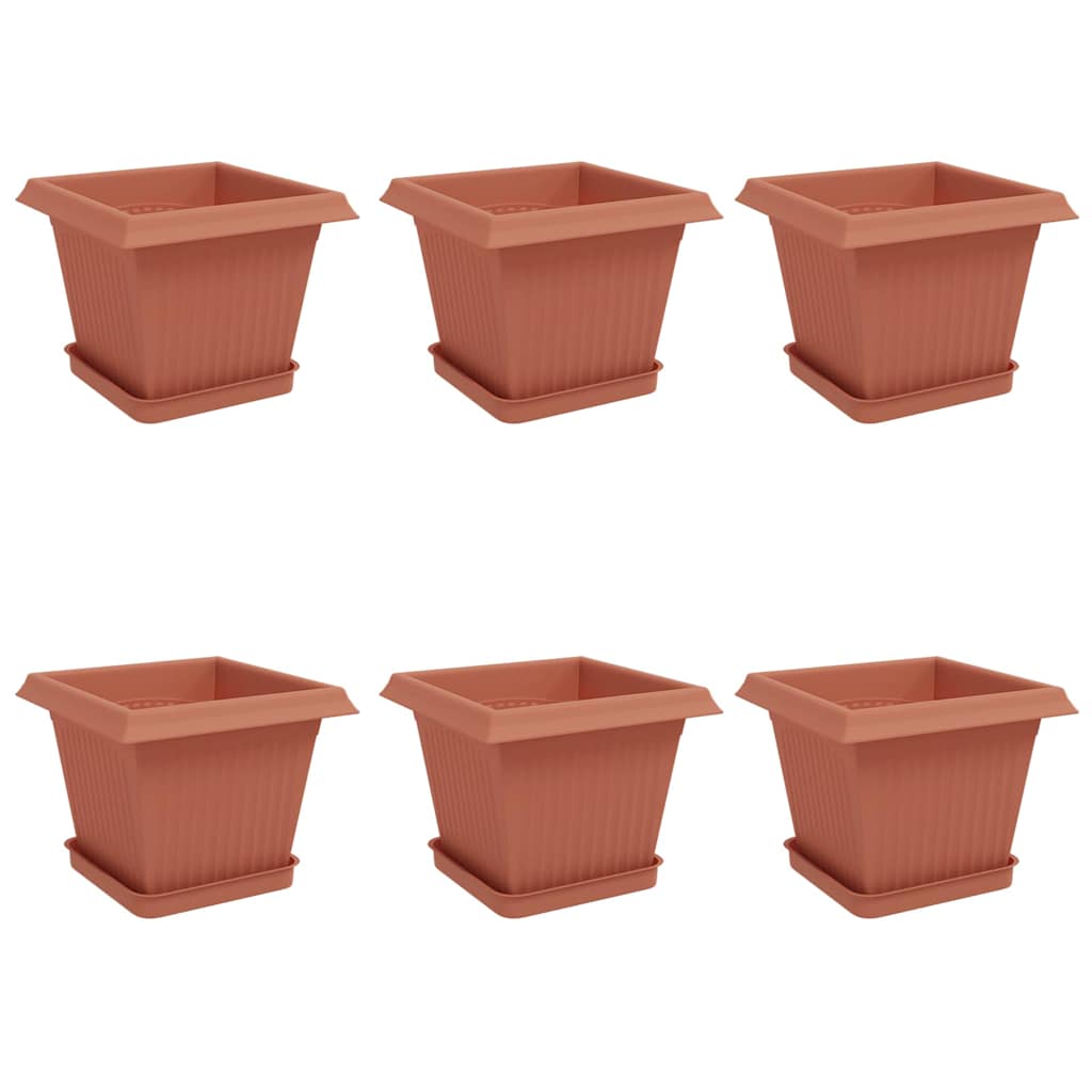Plant Pots 6 pcs Brick Red 20 x 20 x 16 cm Plastic