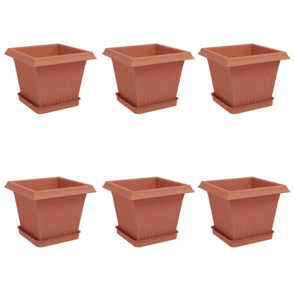 Plant Pots 6 pcs Brick Red 20 x 20 x 16 cm Plastic