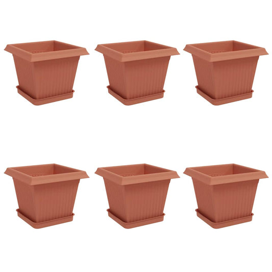 Plant Pots 6 pcs Brick Red Plastic