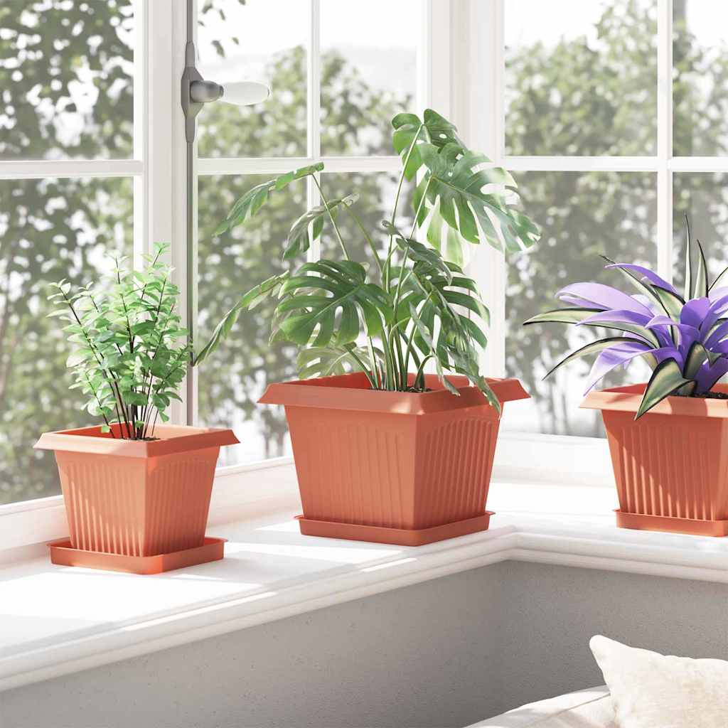 Plant Pots 6 pcs Brick Red 23 x 23 x 17.5 cm Plastic