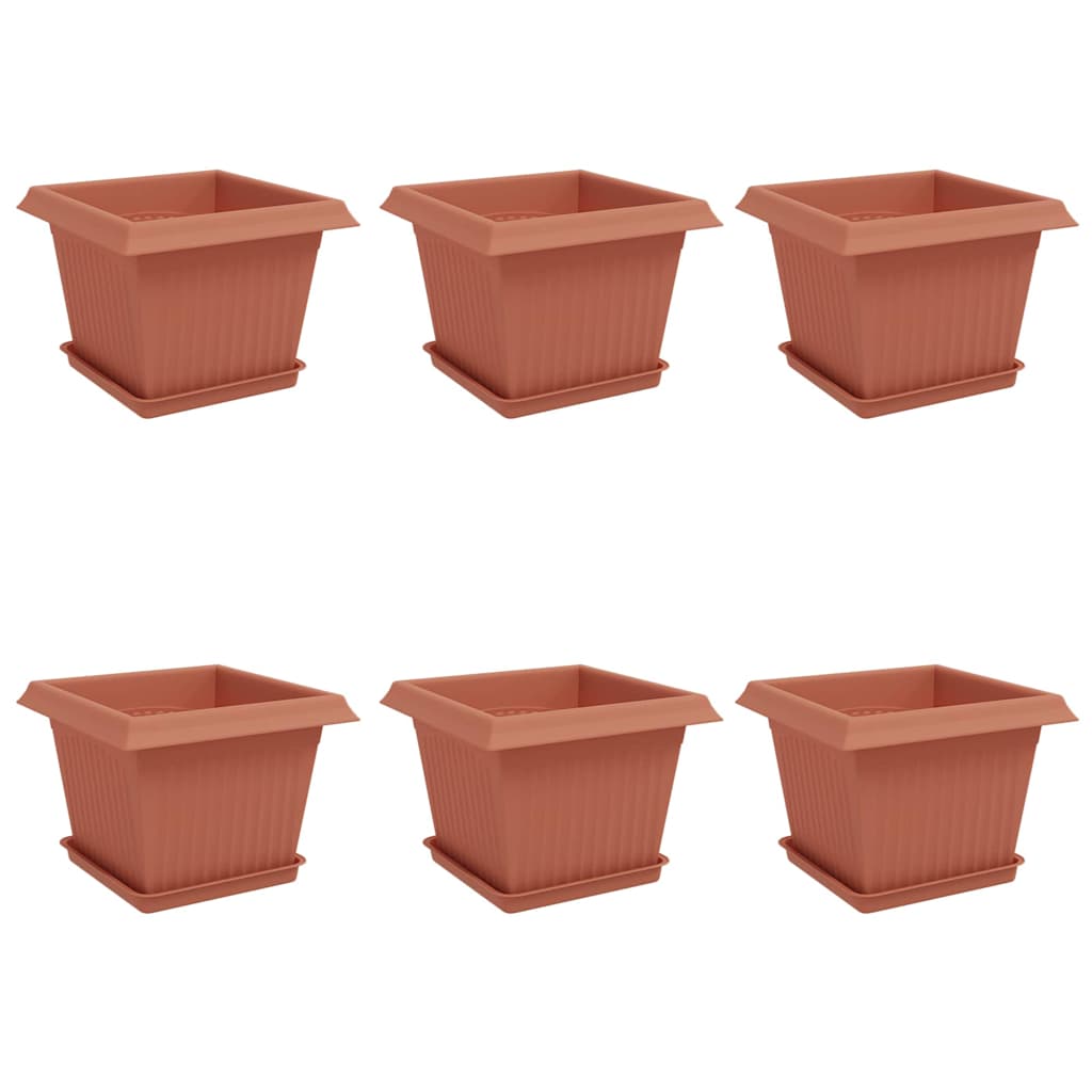 Plant Pots 6 pcs Brick Red 23 x 23 x 17.5 cm Plastic