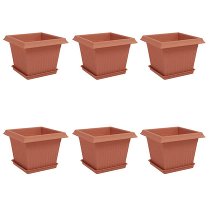 Plant Pots 6 pcs Brick Red 23 x 23 x 17.5 cm Plastic