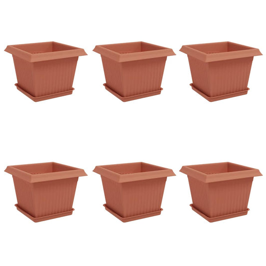 Plant Pots 6 pcs Brick Red Plastic