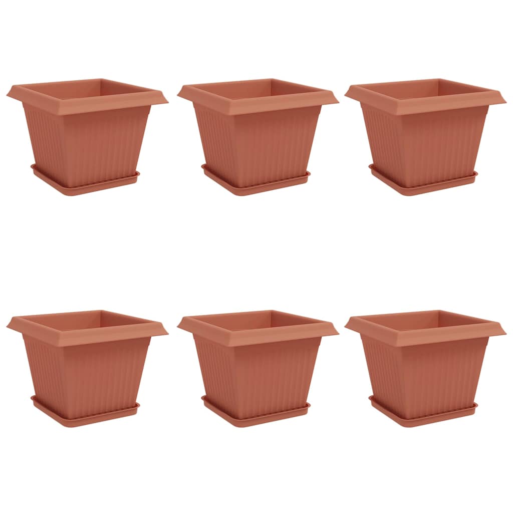 Plant Pots 6 pcs Brick Red 28.5 x 28.5 x 22 cm Plastic