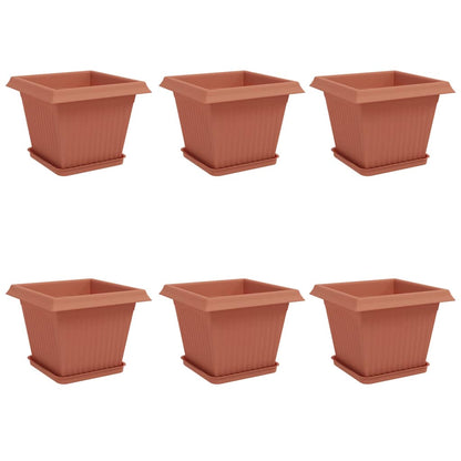 Plant Pots 6 pcs Brick Red 28.5 x 28.5 x 22 cm Plastic