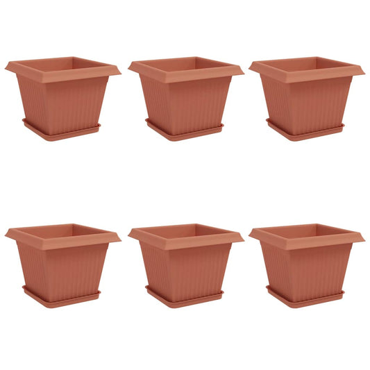 Plant Pots 6 pcs Brick Red Plastic