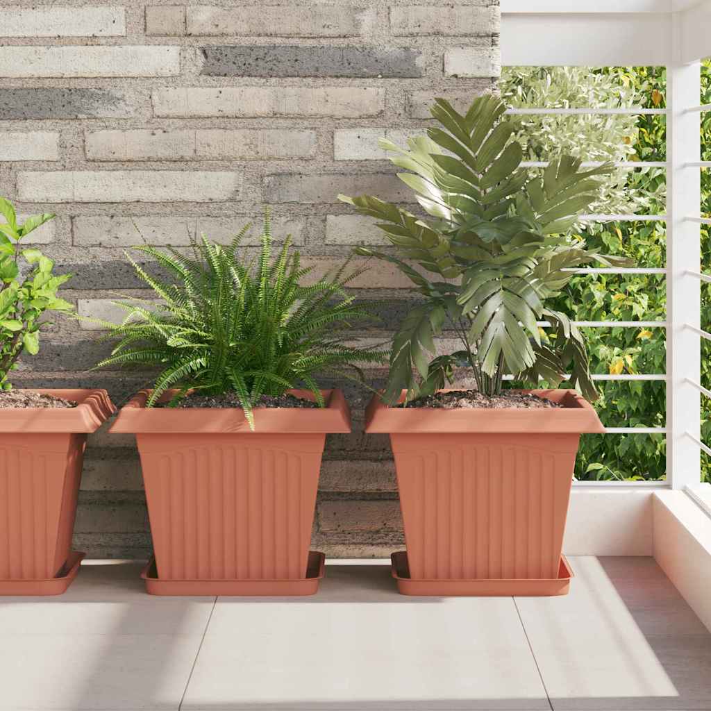 Plant Pots 6 pcs Brick Red 33 x 33 x 26 cm Plastic
