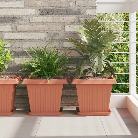 Plant Pots 6 pcs Brick Red Plastic