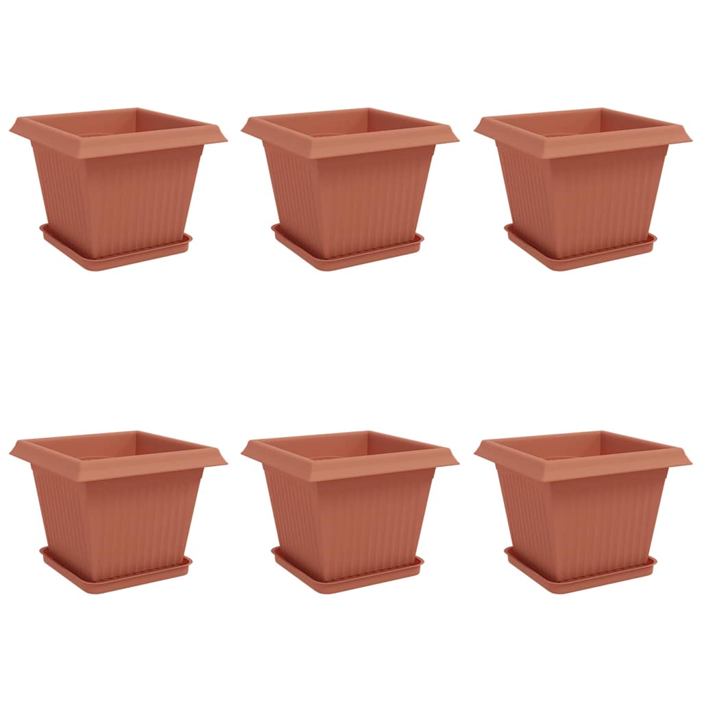 Plant Pots 6 pcs Brick Red 33 x 33 x 26 cm Plastic