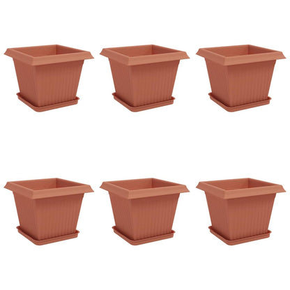 Plant Pots 6 pcs Brick Red 33 x 33 x 26 cm Plastic