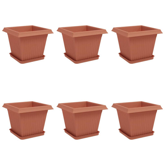 Plant Pots 6 pcs Brick Red Plastic
