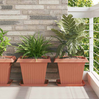 Plant Pots 6 pcs Brick Red 38 x 38 x 30 cm Plastic