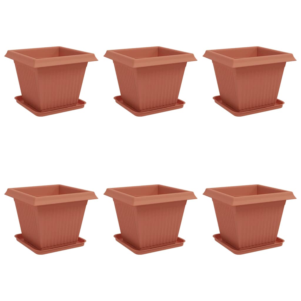 Plant Pots 6 pcs Brick Red 38 x 38 x 30 cm Plastic