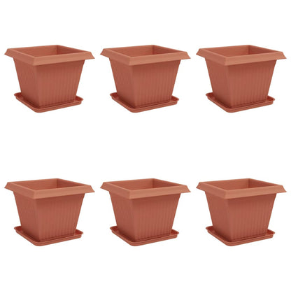 Plant Pots 6 pcs Brick Red 38 x 38 x 30 cm Plastic