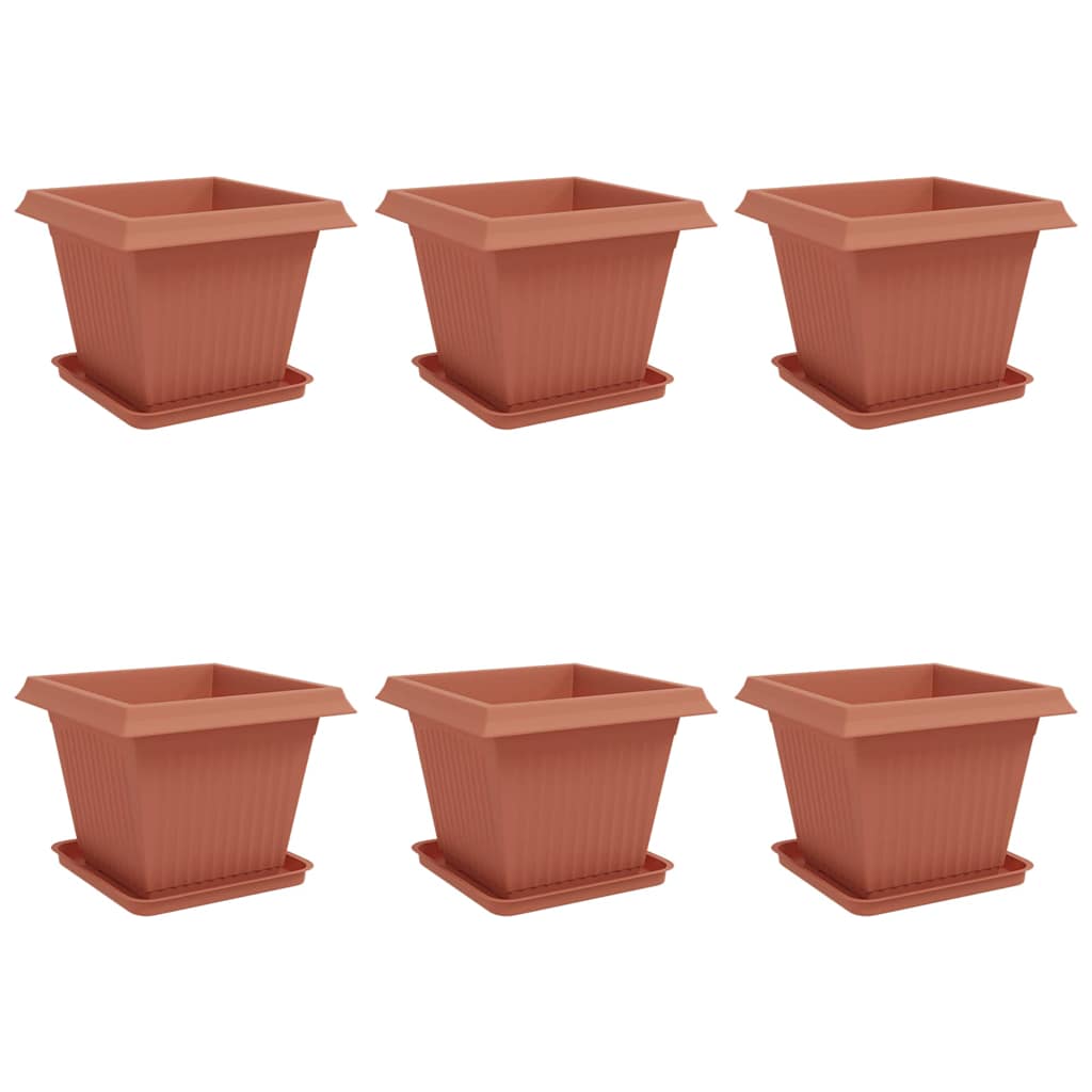 Plant Pots 6 pcs Brick Red 43 x 43 x 33.5 cm Plastic