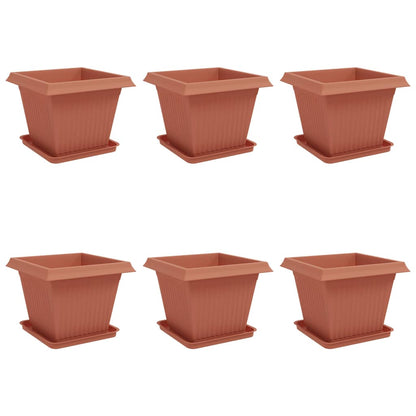 Plant Pots 6 pcs Brick Red 43 x 43 x 33.5 cm Plastic