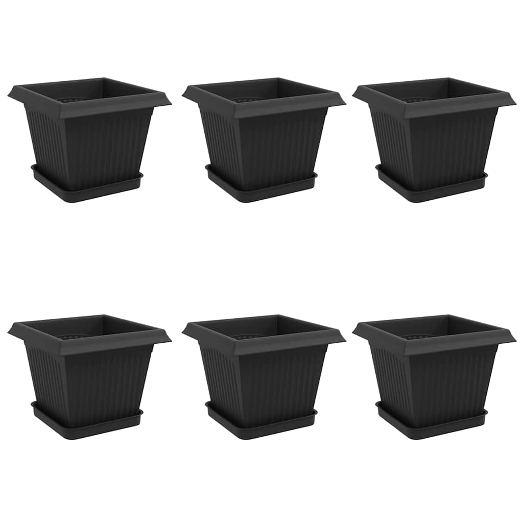 Plant Pots 6 pcs Black 20 x 20 x 16 cm Plastic