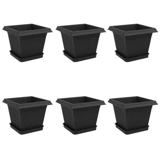 Plant Pots 6 pcs Black Plastic