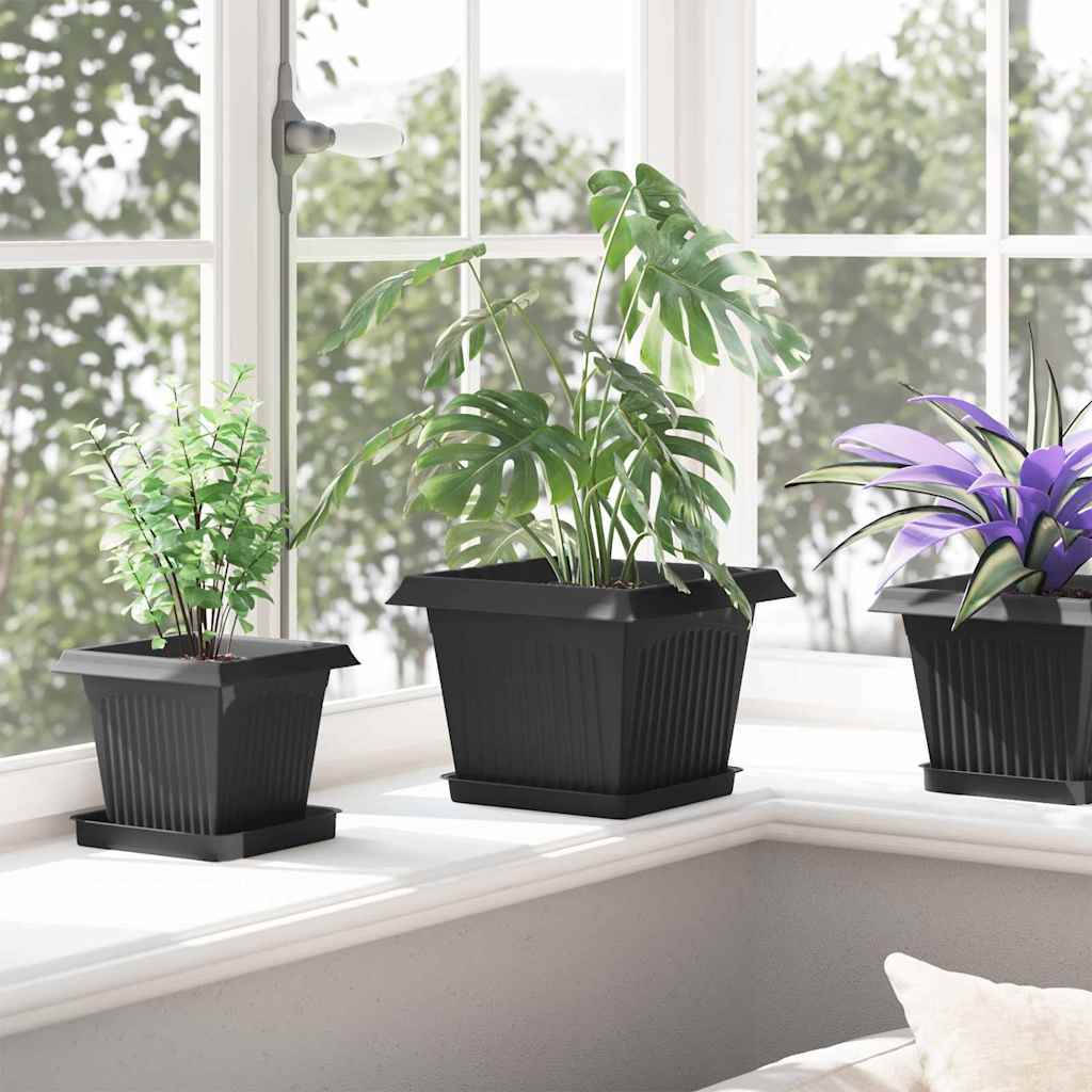 Plant Pots 6 pcs Black 23 x 23 x 17.5 cm Plastic