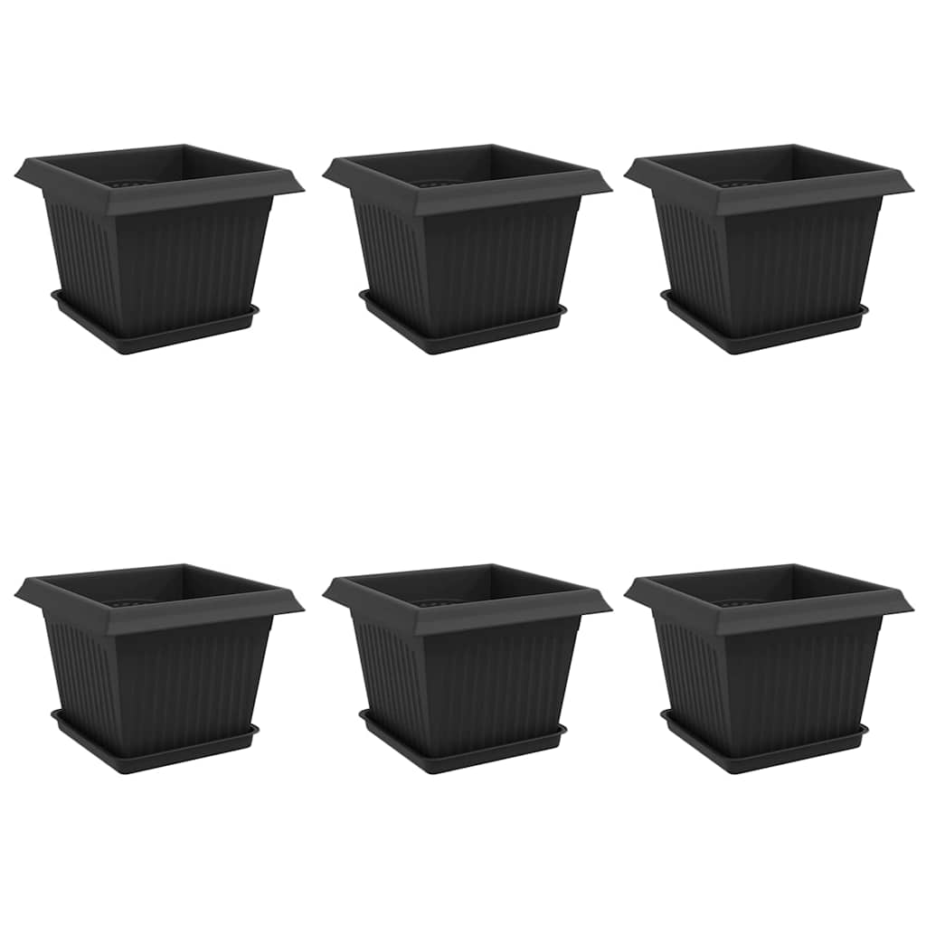 Plant Pots 6 pcs Black 23 x 23 x 17.5 cm Plastic