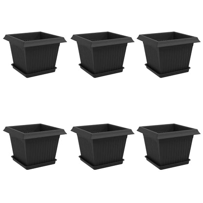Plant Pots 6 pcs Black 23 x 23 x 17.5 cm Plastic