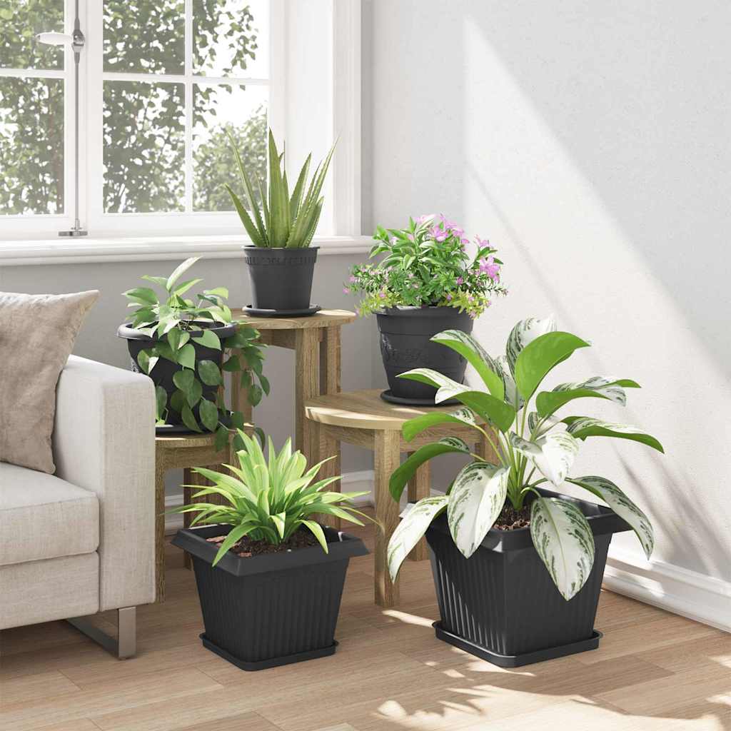 Plant Pots 6 pcs Black 28.5 x 28.5 x 22 cm Plastic