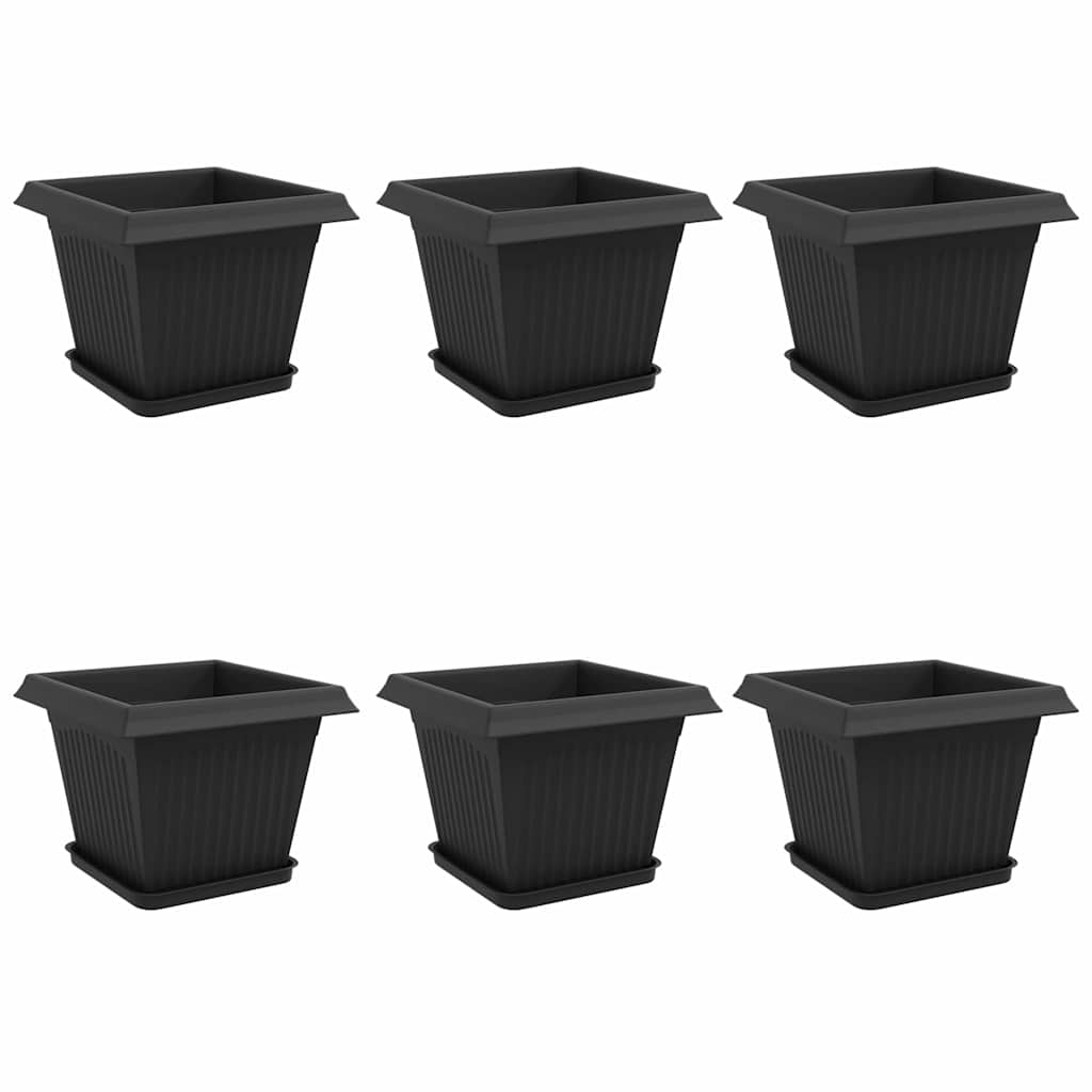 Plant Pots 6 pcs Black 28.5 x 28.5 x 22 cm Plastic