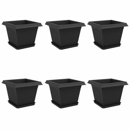 Plant Pots 6 pcs Black 28.5 x 28.5 x 22 cm Plastic