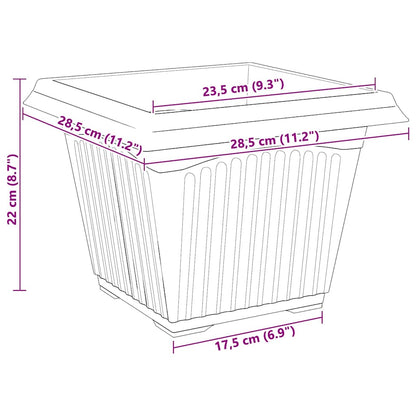 Plant Pots 6 pcs Black 28.5 x 28.5 x 22 cm Plastic