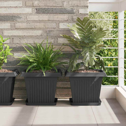 Plant Pots 6 pcs Black Plastic