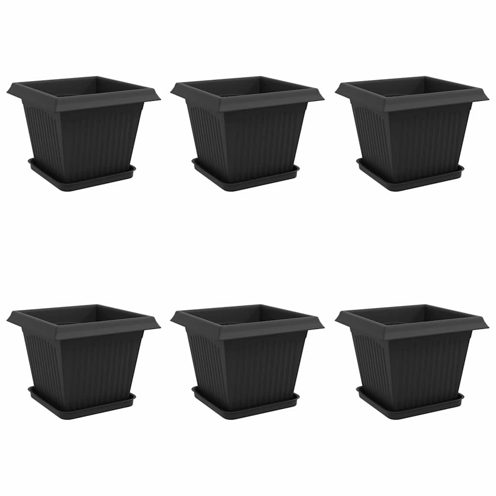Plant Pots 6 pcs Black 33 x 33 x 26 cm Plastic