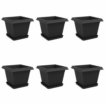 Plant Pots 6 pcs Black 33 x 33 x 26 cm Plastic