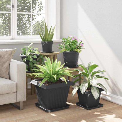 Plant Pots 6 pcs Black 38 x 38 x 30 cm Plastic