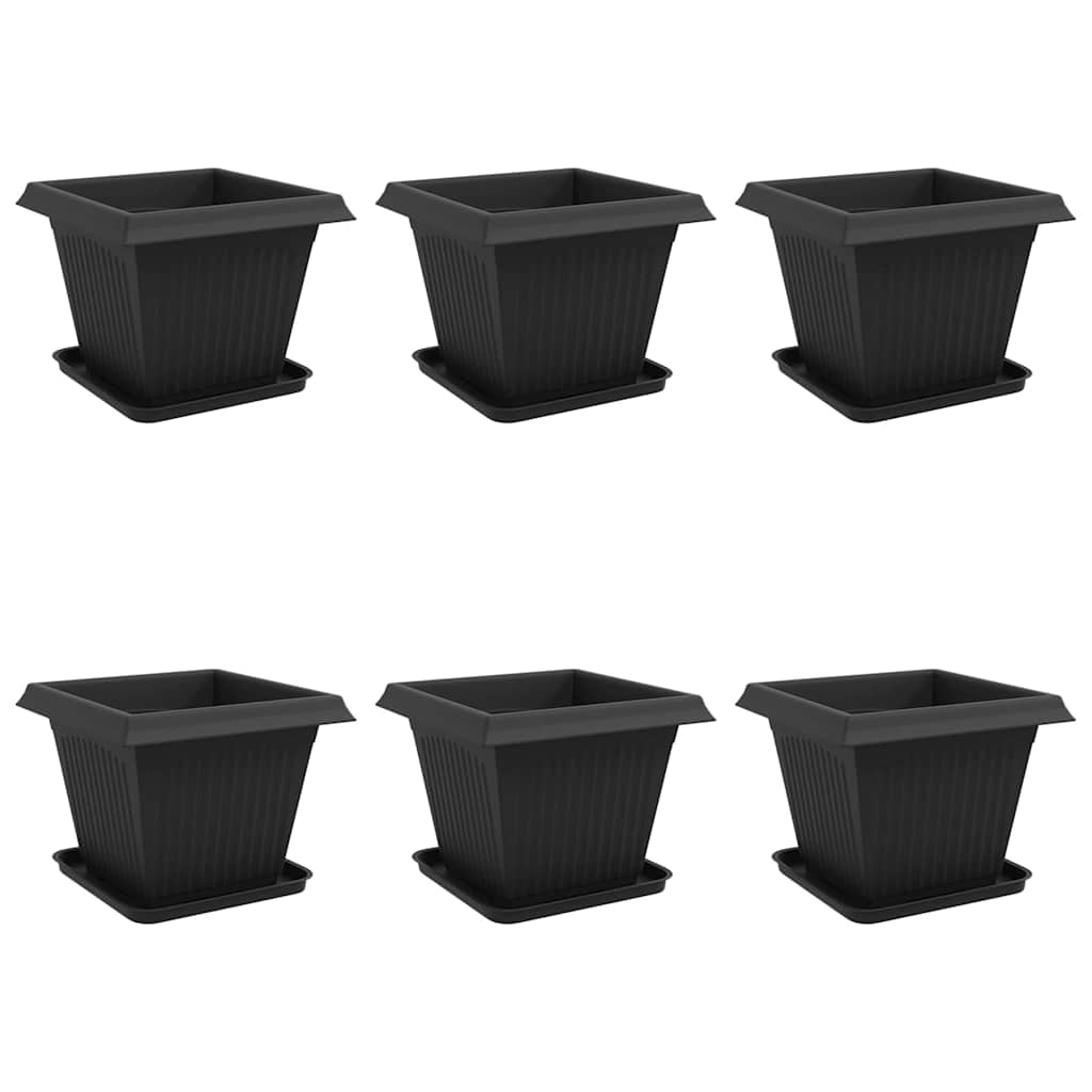 Plant Pots 6 pcs Black 38 x 38 x 30 cm Plastic