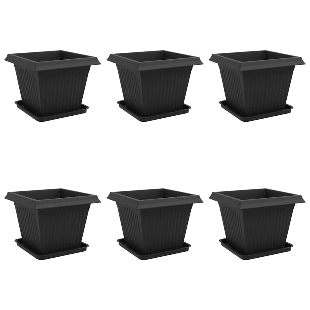 Plant Pots 6 pcs Black 43 x 43 x 33.5 cm Plastic