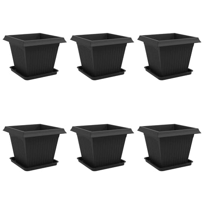Plant Pots 6 pcs Black 43 x 43 x 33.5 cm Plastic