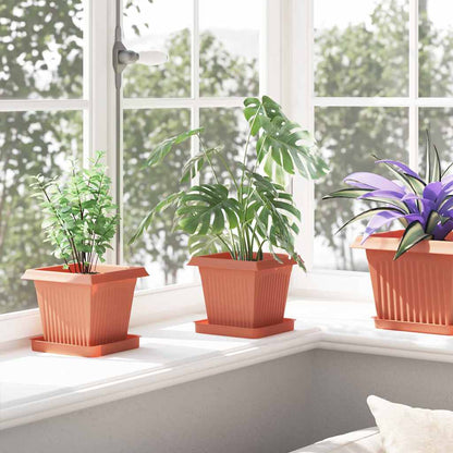 Plant Pots 24 pcs Brick Red 16 x 16 x 14 cm Plastic