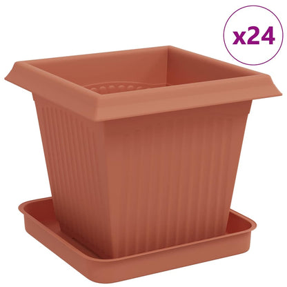 Plant Pots 24 pcs Brick Red 16 x 16 x 14 cm Plastic