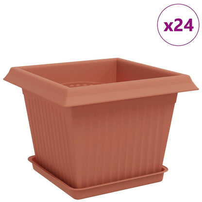 Plant Pots 24 pcs Brick Red 23 x 23 x 17.5 cm Plastic