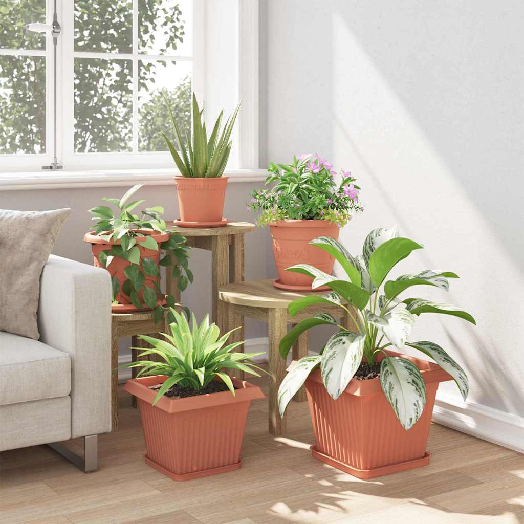 Plant Pots 24 pcs Brick Red 28.5 x 28.5 x 22 cm Plastic